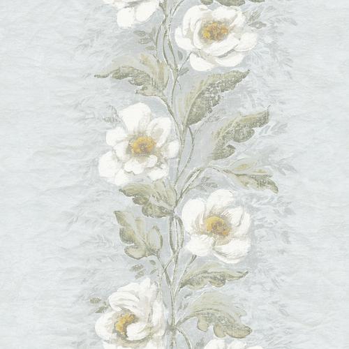 A-Street Prints Dutch Garland Pale Blue Gardenia Stripe Wallpaper