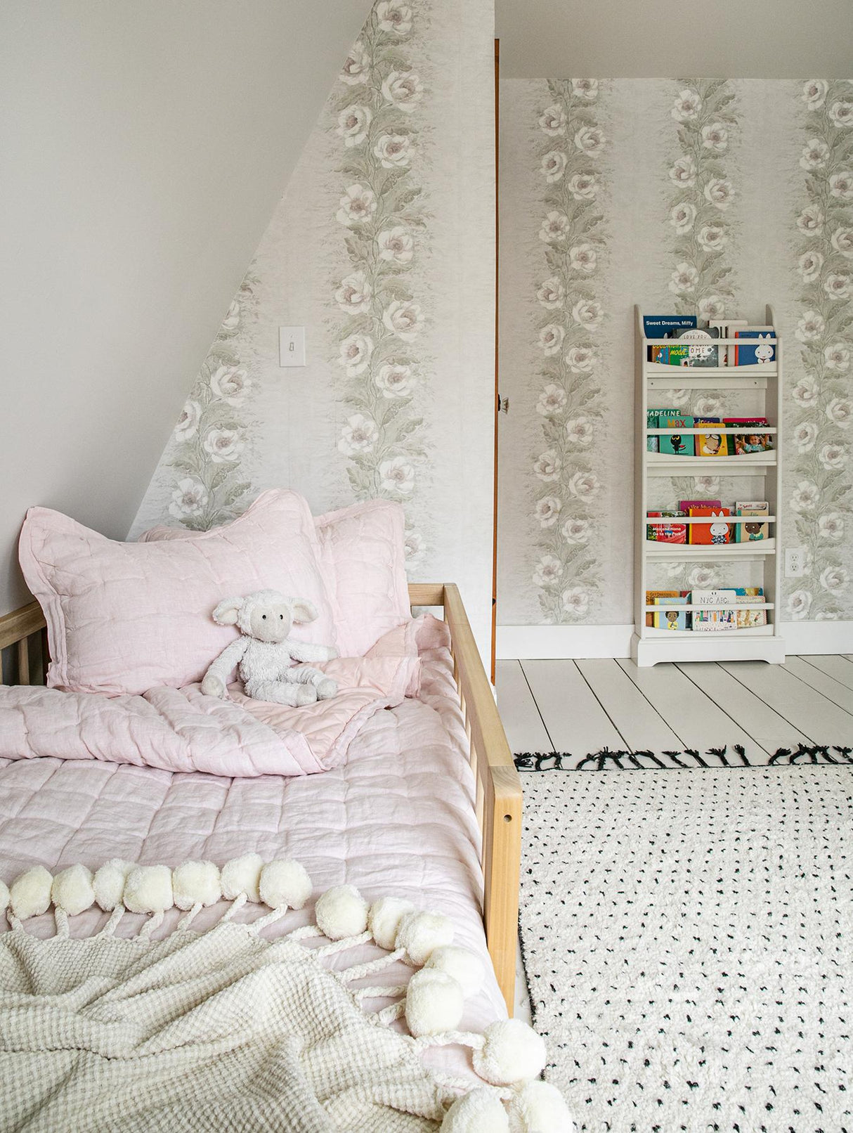 A-Street Prints Dutch Garland Blush Gardenia Stripe Wallpaper