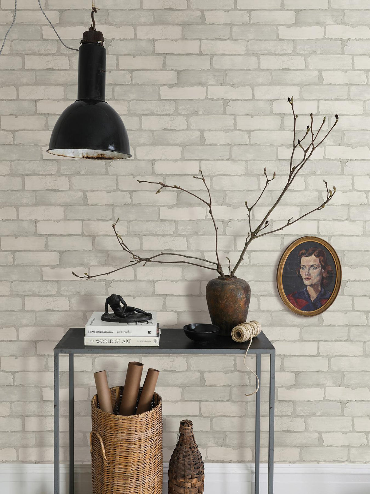 A-Street Prints Zio And Sons Brick White Wallpaper