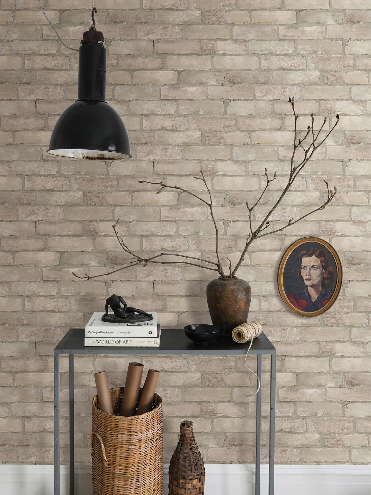 A-Street Prints Zio And Sons Brick Bone Wallpaper