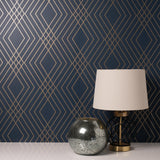 Brewster Home Fashions Fine Decor Medley Shard Navy Wallpaper