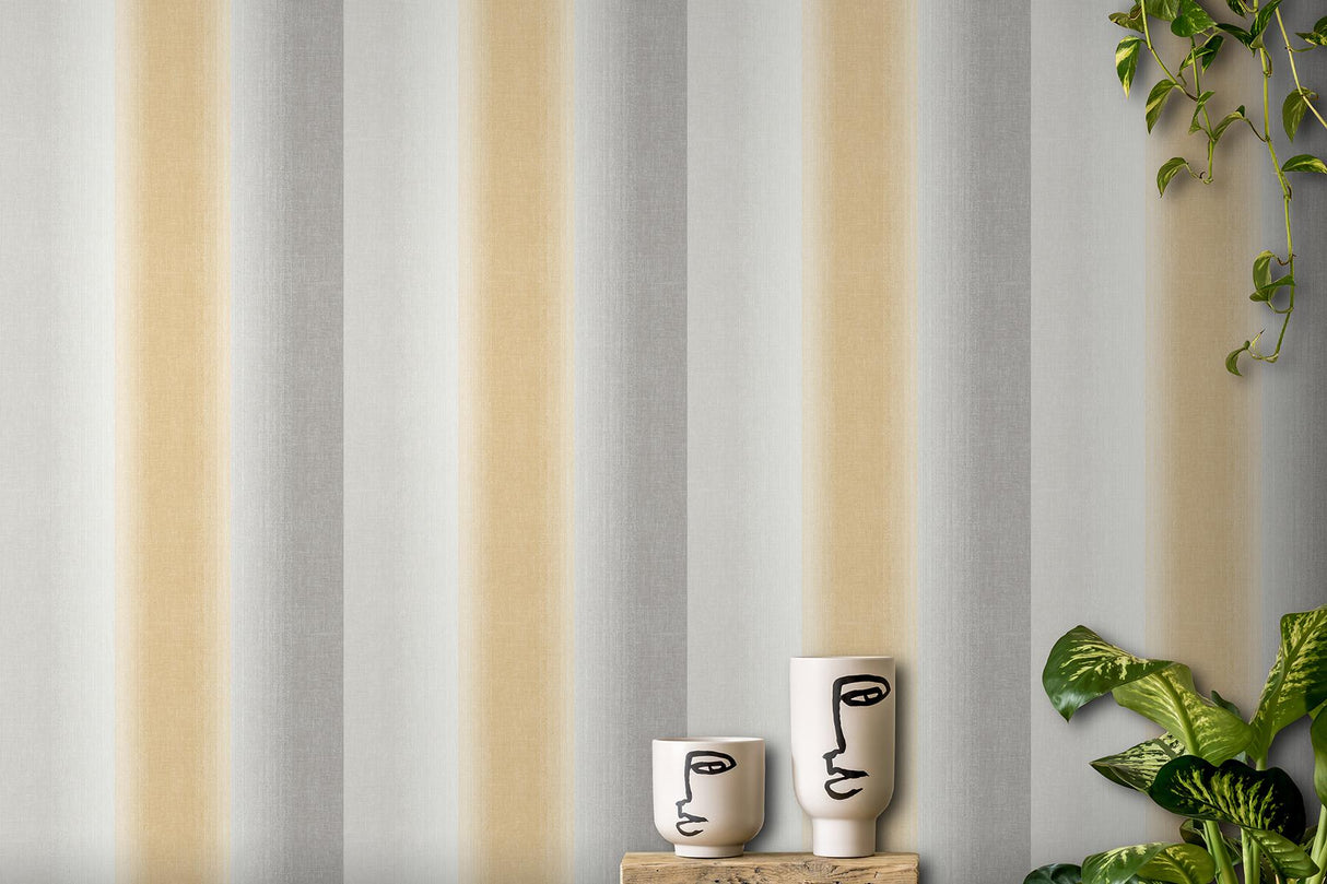 Brewster Home Fashions Kirby Mustard Stripe Wallpaper