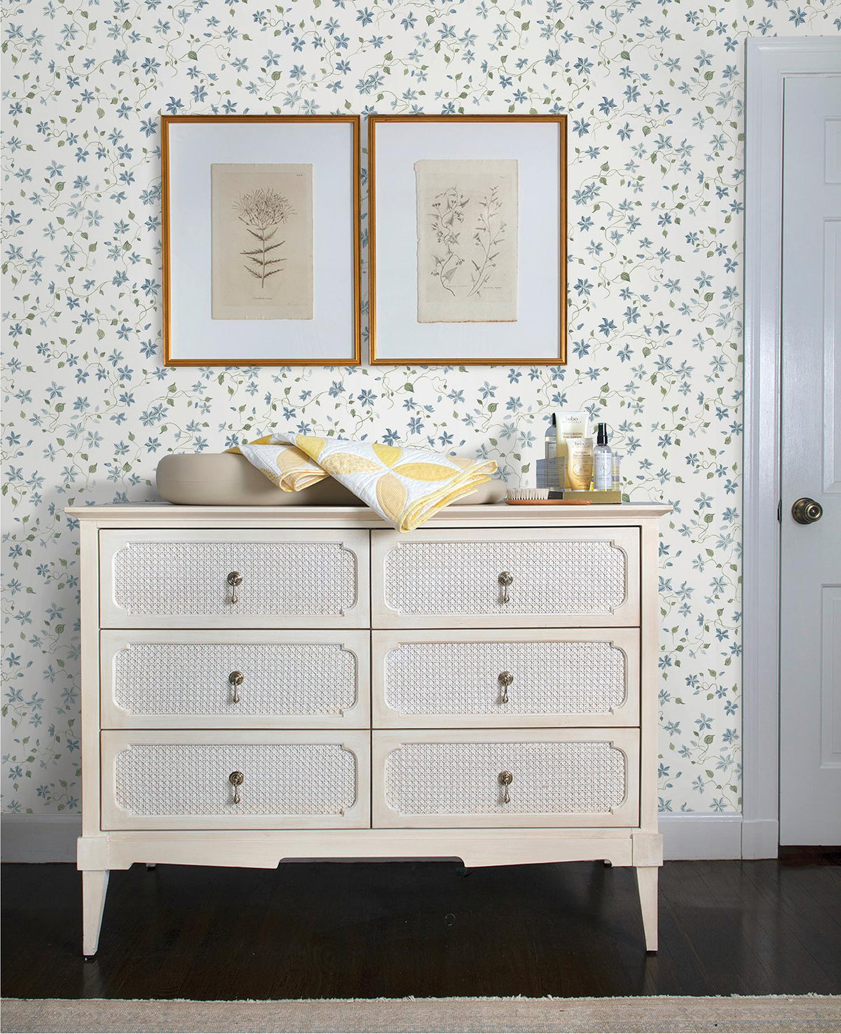 A-Street Prints Betsy Blue Heather Floral Trail Wallpaper