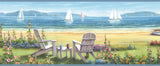 Brewster Home Fashions Regatta Seaside Cottage Portrait Border Blue Wallpaper