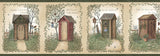 Brewster Home Fashions Fennel Wheat Outhouse Portrait Blocks Border Green Wallpaper