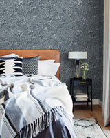 A-Street Prints Lina Botanical Dark Blue Wallpaper