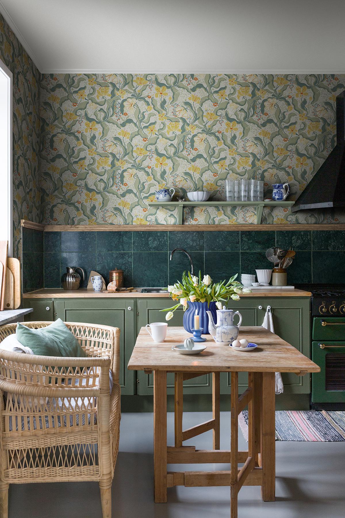 A-Street Prints Bodri Yellow Tulip Garden Wallpaper