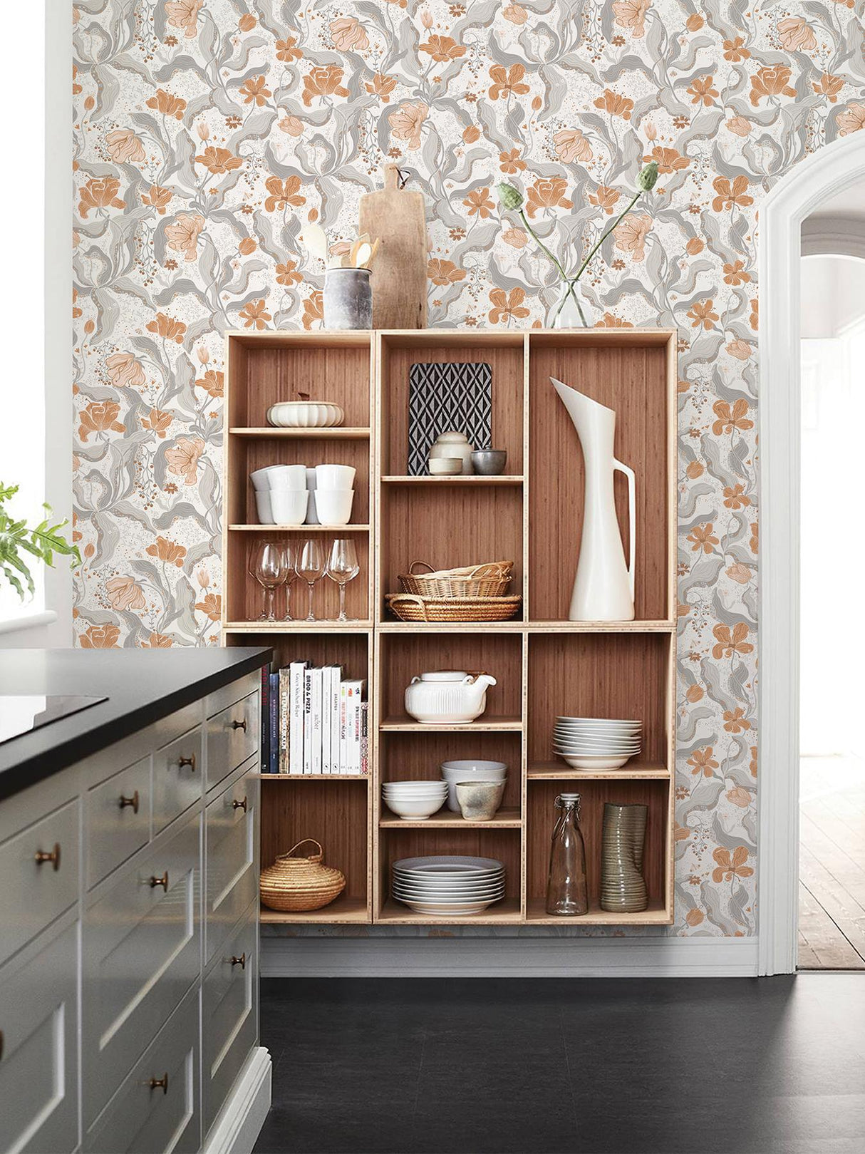 A-Street Prints Bodri Grey Tulip Garden Wallpaper