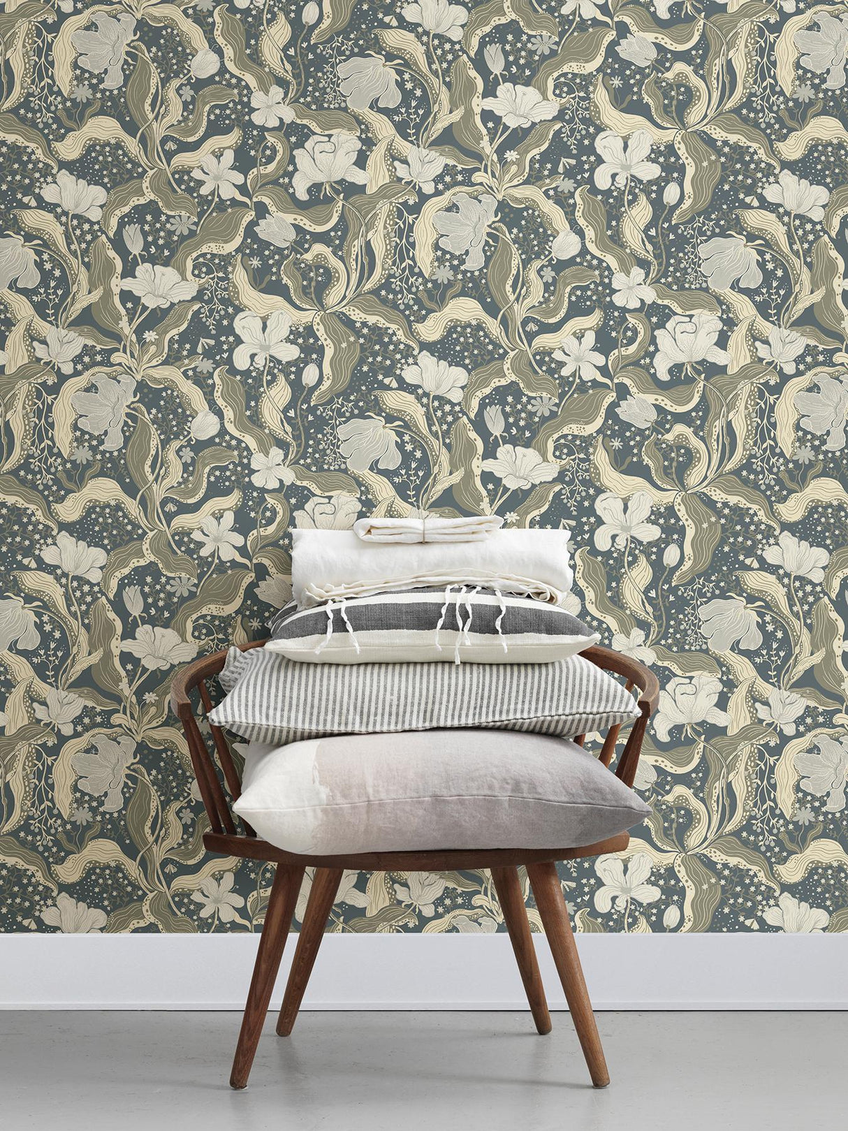 A-Street Prints Bodri Blue Tulip Garden Wallpaper