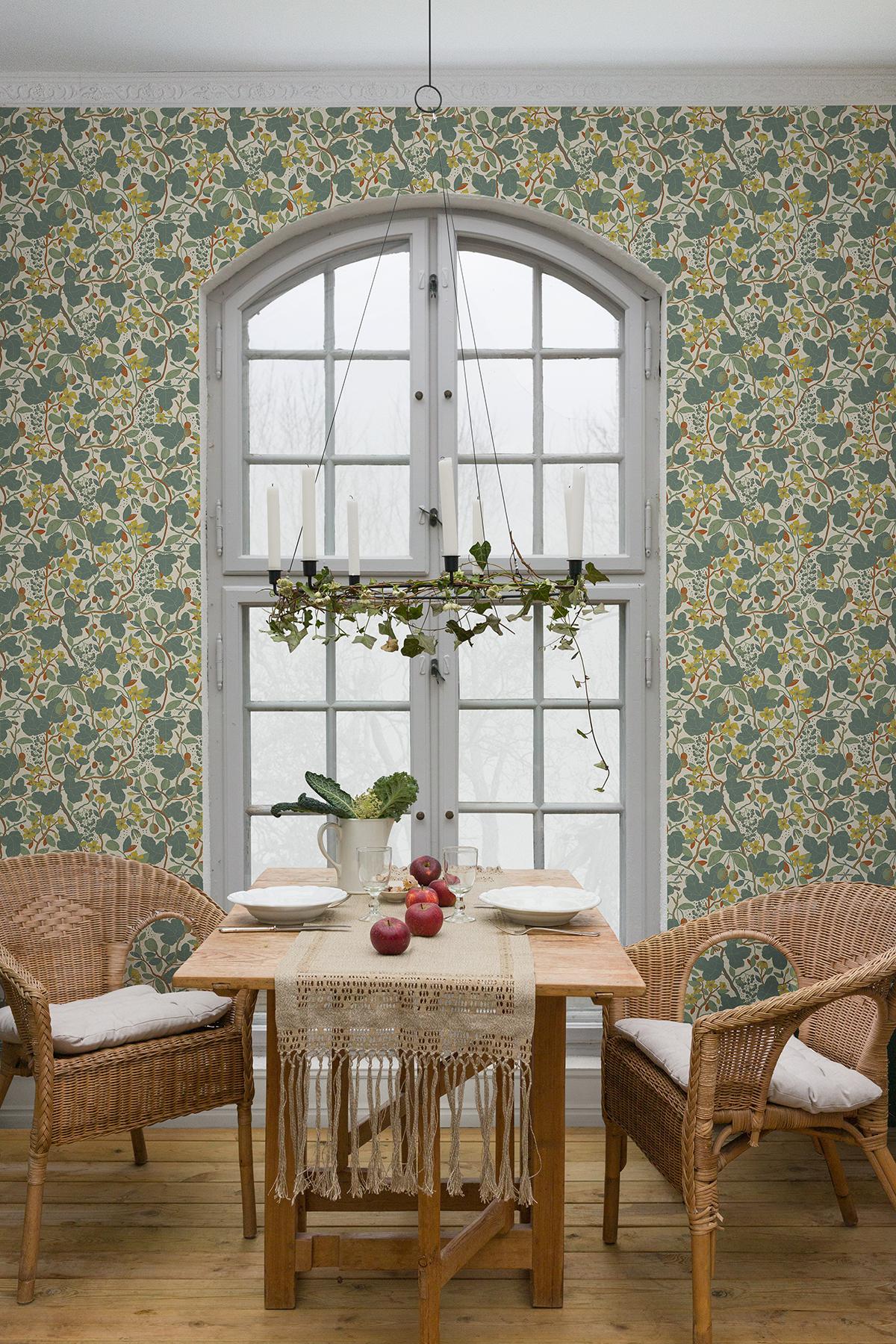 A-Street Prints Ewald Turquoise Garden Vines Wallpaper