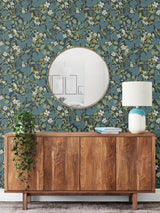 A-Street Prints Ewald Blue Garden Vines Wallpaper