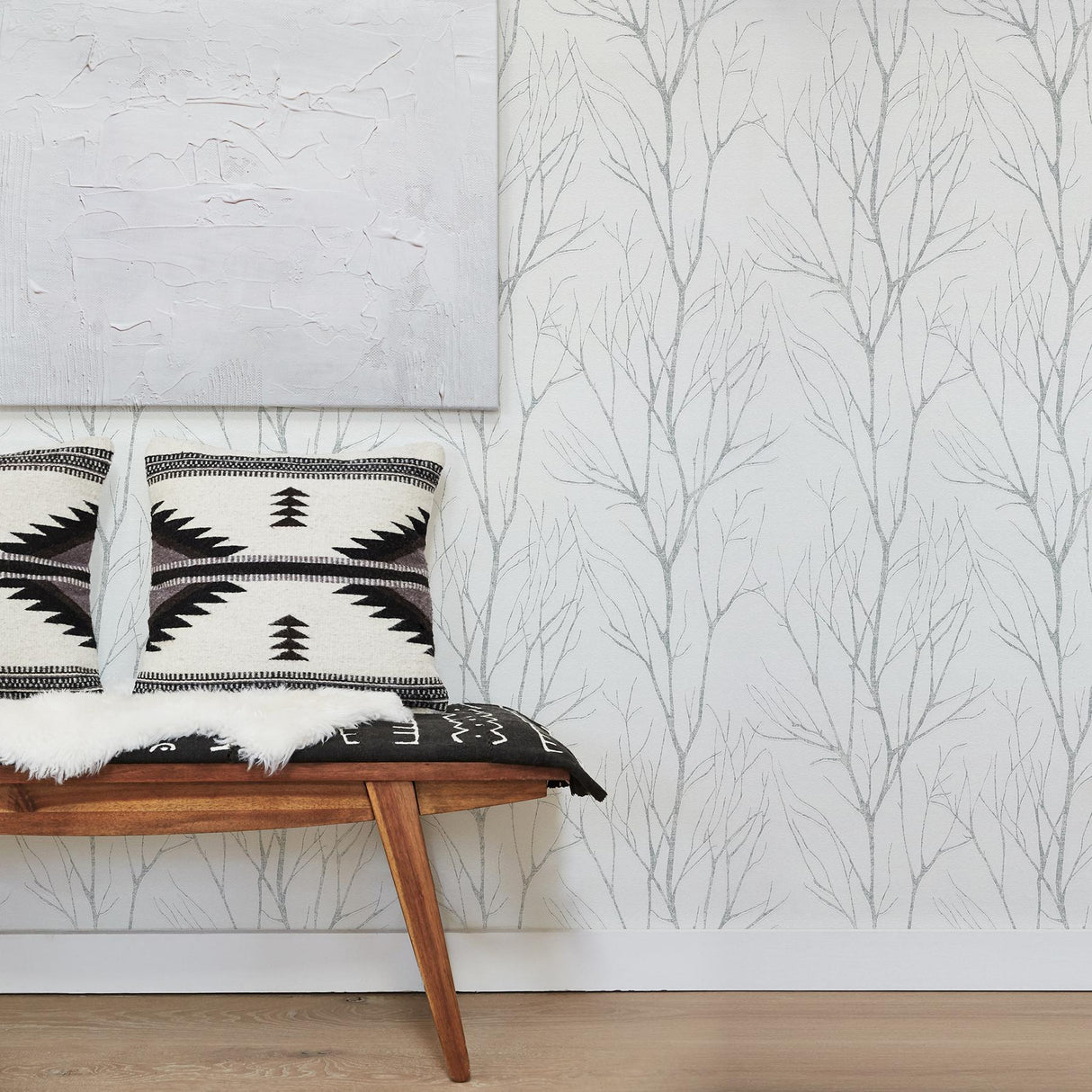 Brewster Home Fashions Advantage Bali Trees White Wallpaper