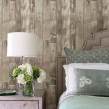 Brewster Home Fashions Heim Taupe Distressed Wood Panel Wallpaper