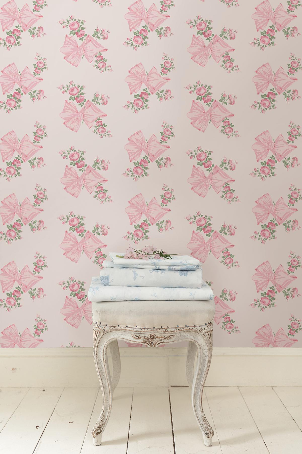 A-Street Prints Loveshackfancy Rosa Beaux Pink Mint Wallpaper