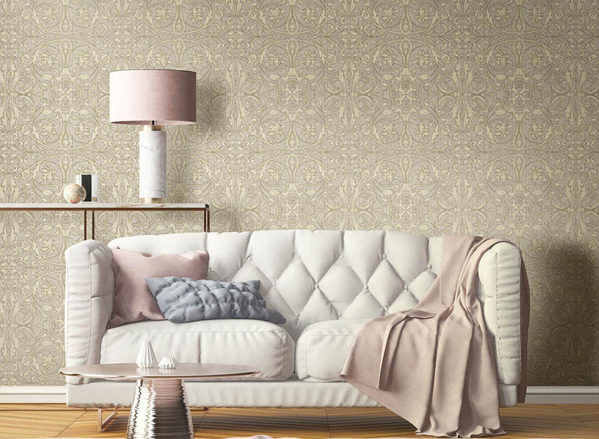 Brewster Home Fashions Fenice Beige Scroll Wallpaper