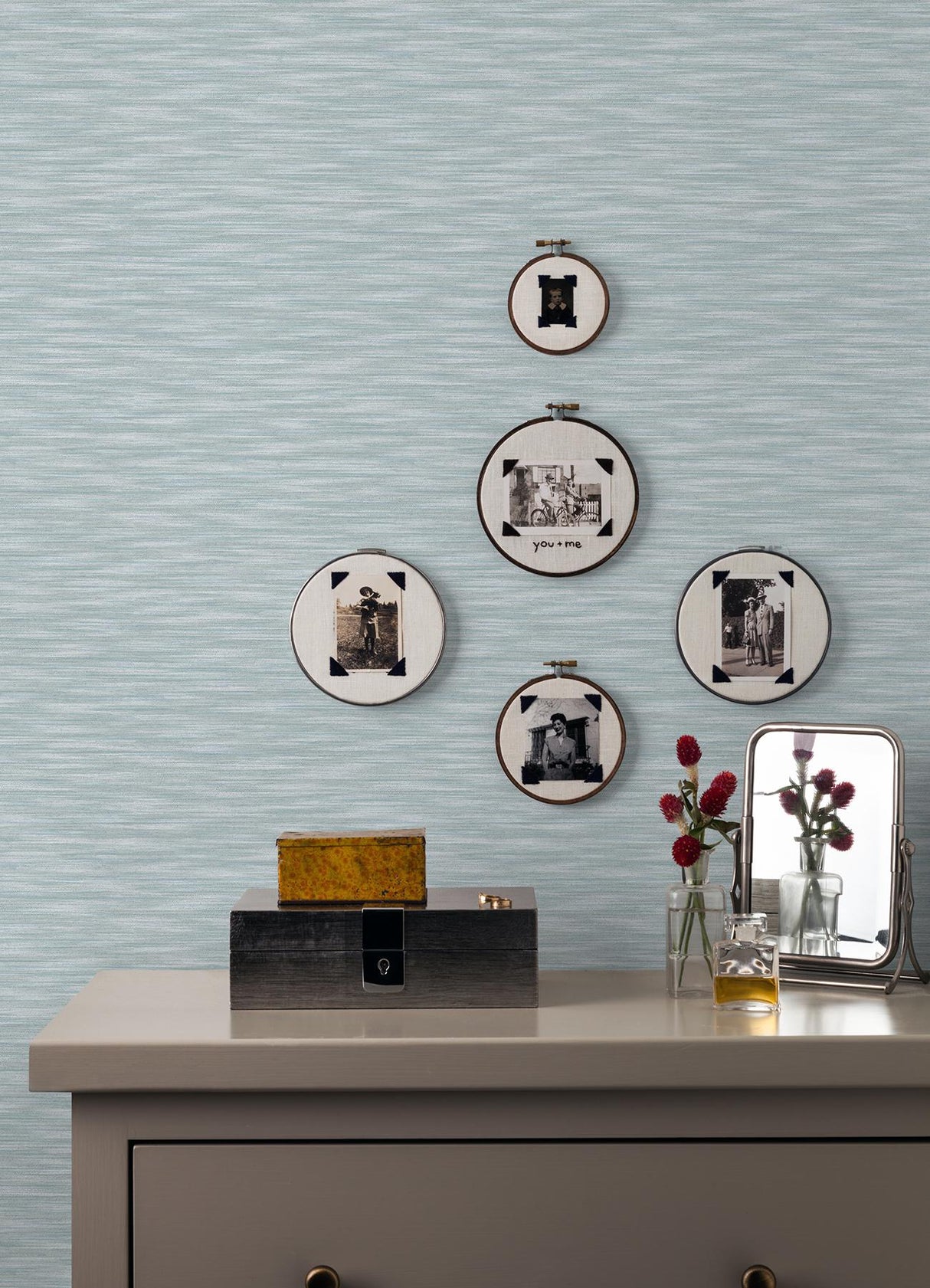 A-Street Prints Benson Light Blue Variegated Stripe Wallpaper