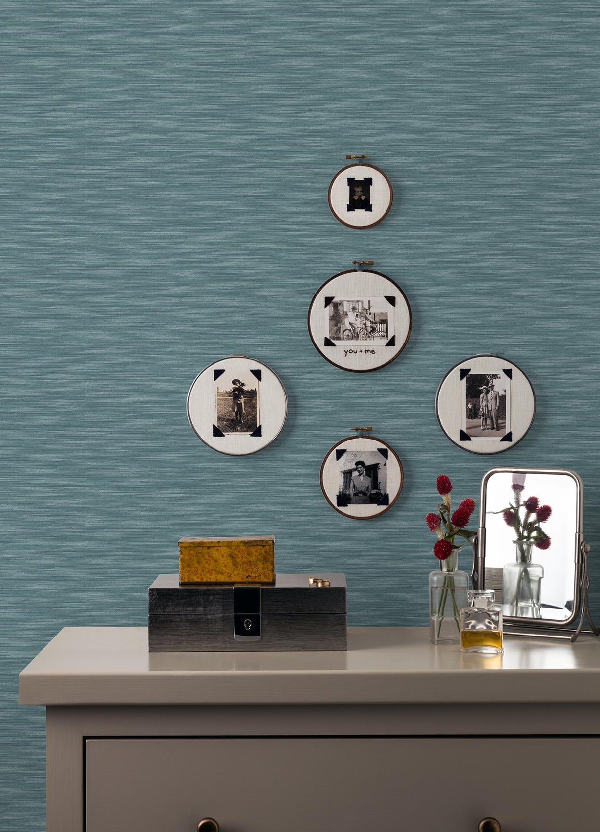 A-Street Prints Benson Dark Blue Variegated Stripe Wallpaper
