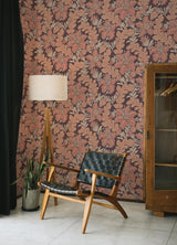 A-Street Prints Revival Botanical Burgundy Wallpaper
