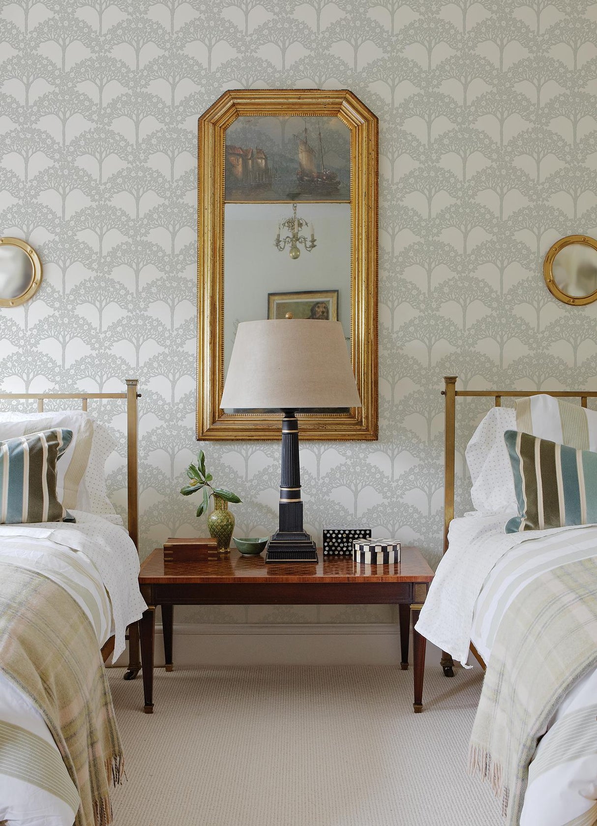 A-Street Prints Dawson Light Grey Magnolia Tree Wallpaper