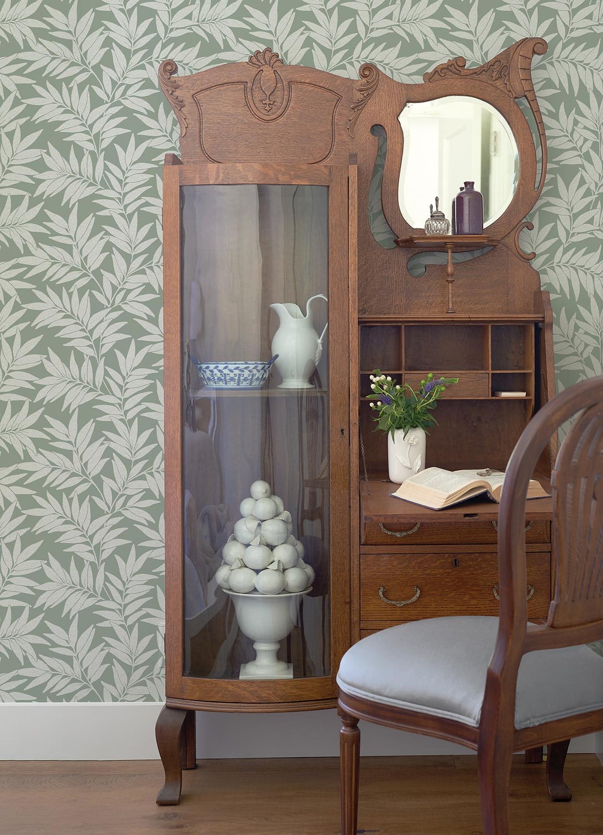 A-Street Prints Revival Botanical Green Wallpaper
