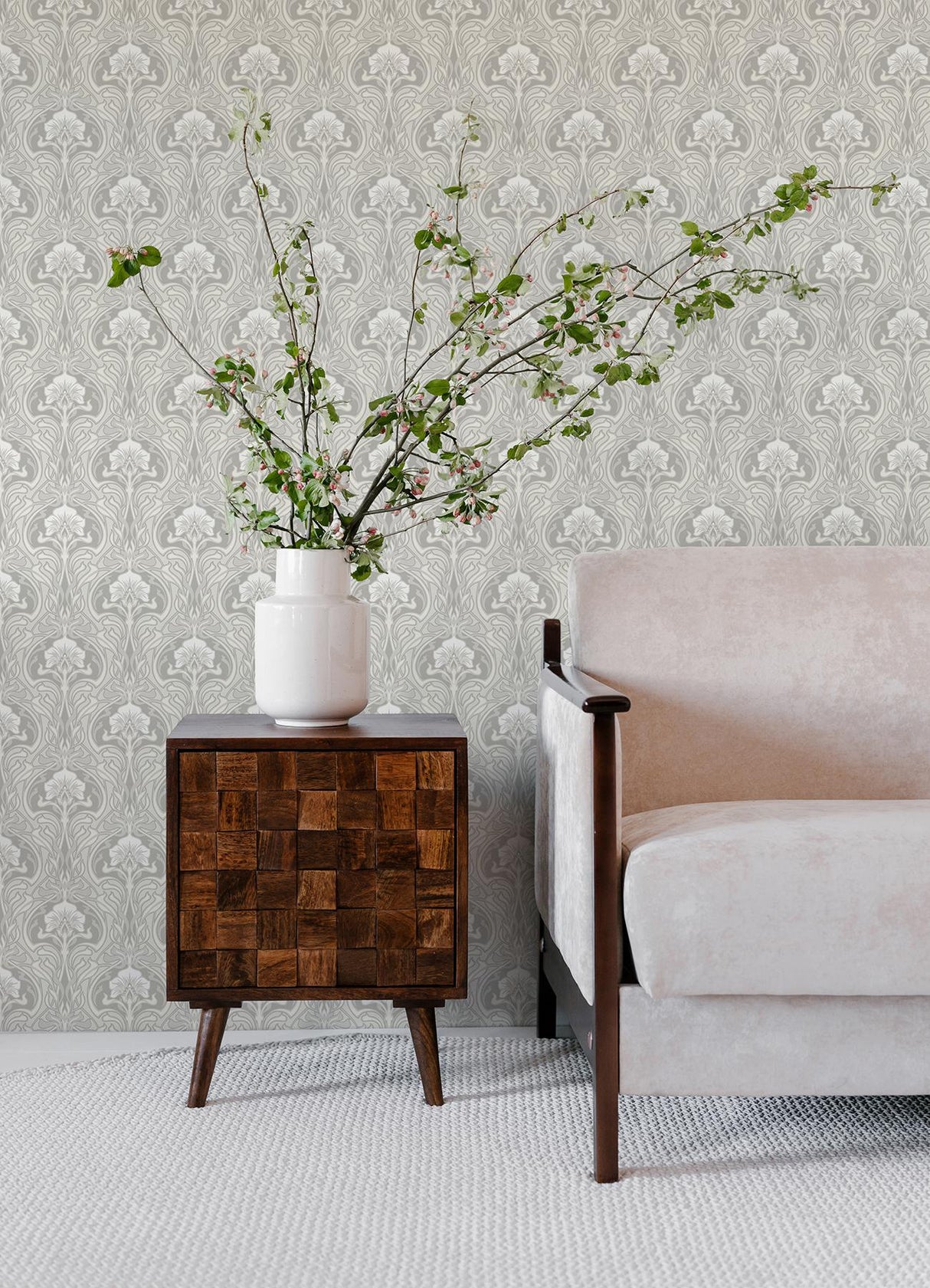 A-Street Prints Revival Flowers Off-White Wallpaper