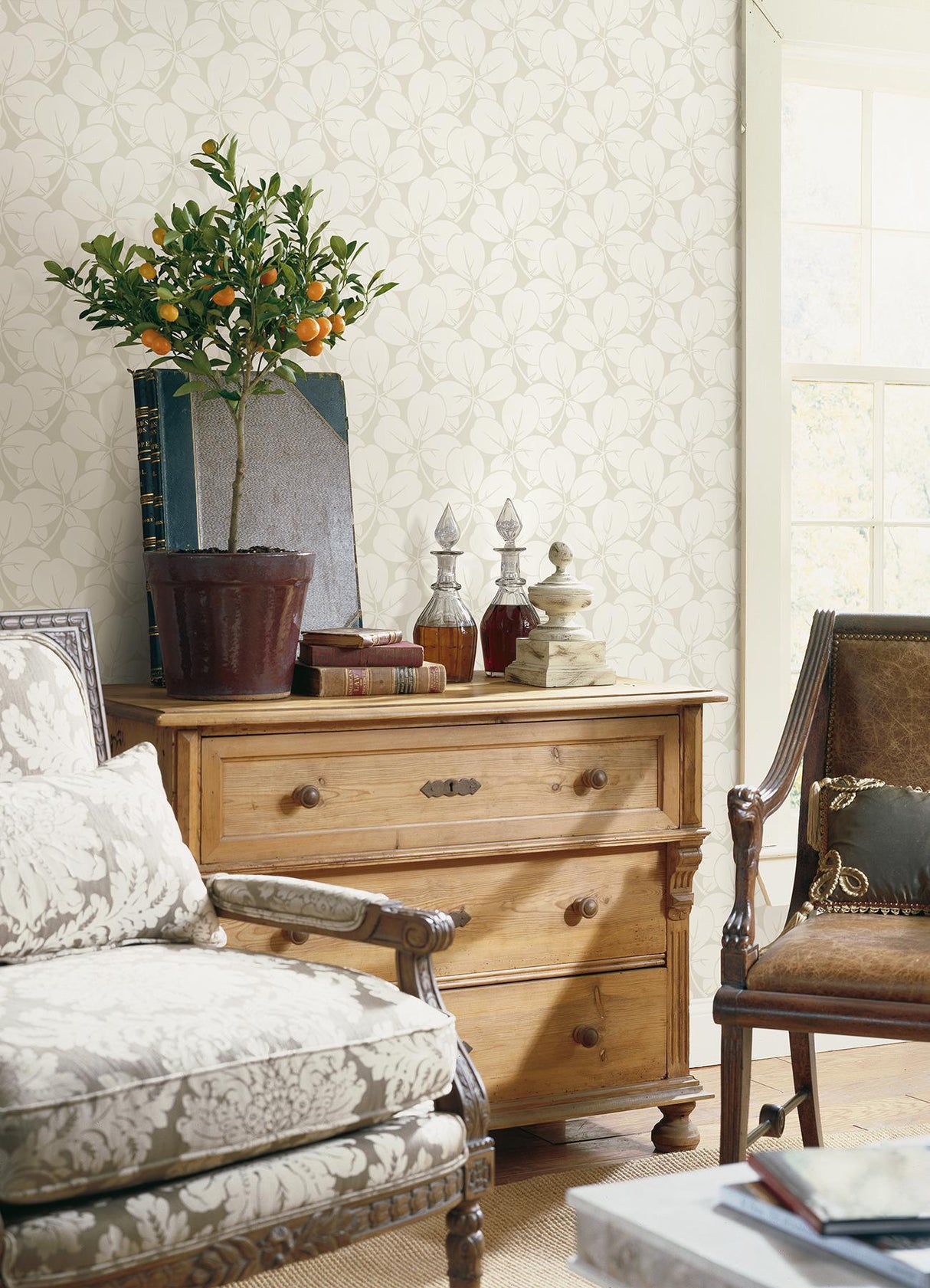 A-Street Prints Robert Off-White Clover Wallpaper
