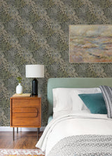 A-Street Prints Revival Botanical Brown Wallpaper