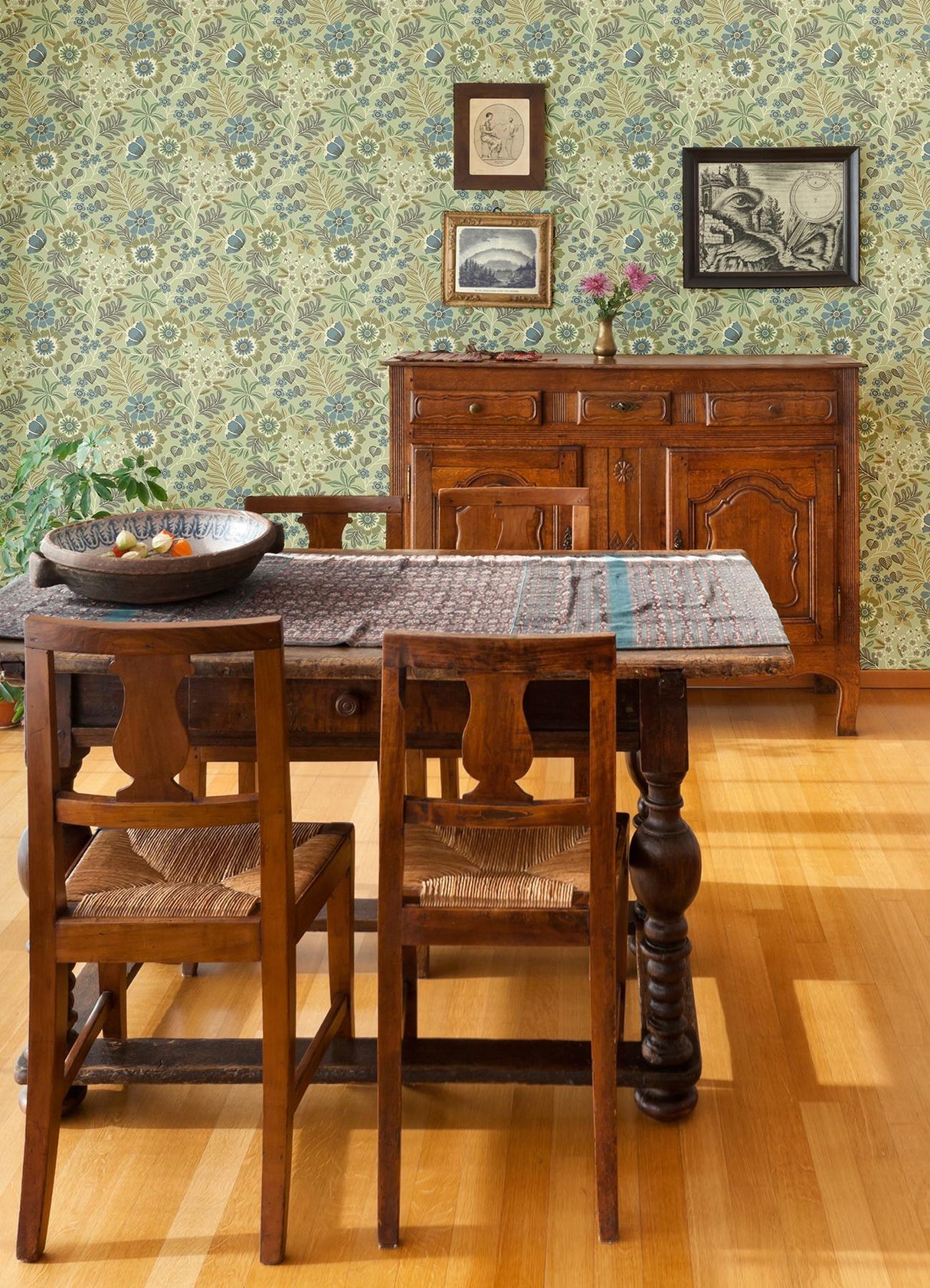 A-Street Prints Voysey Green Floral Wallpaper