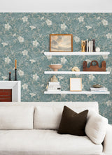 Brewster Home Fashions Advantage Cuba Flowers Aqua Wallpaper