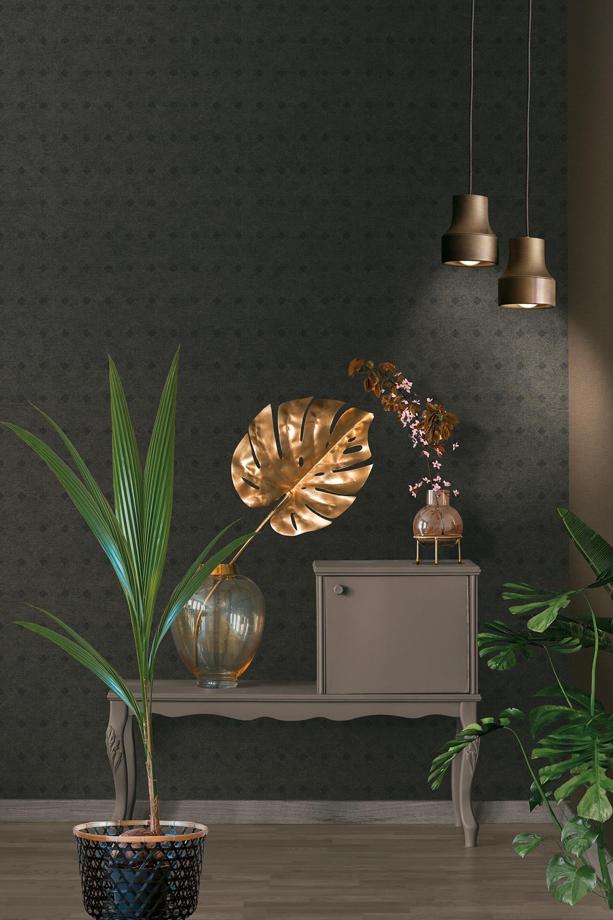 Brewster Home Fashions Peugot Black Geometric Wallpaper