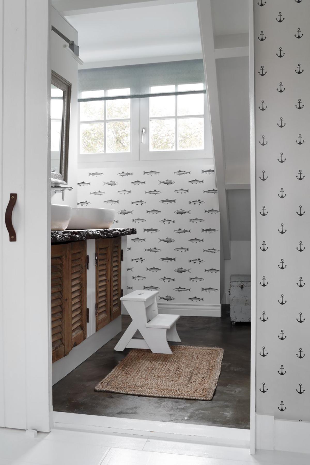 Brewster Home Fashions Esta Home Design Department Fiyero Fish Off-White Wallpaper