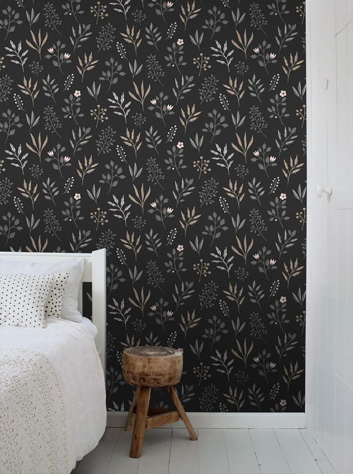 Brewster Home Fashions Esta Home Design Department Cynara Scandinavian Floral Charcoal Wallpaper