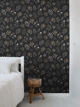 Brewster Home Fashions Esta Home Design Department Cynara Scandinavian Floral Charcoal Wallpaper
