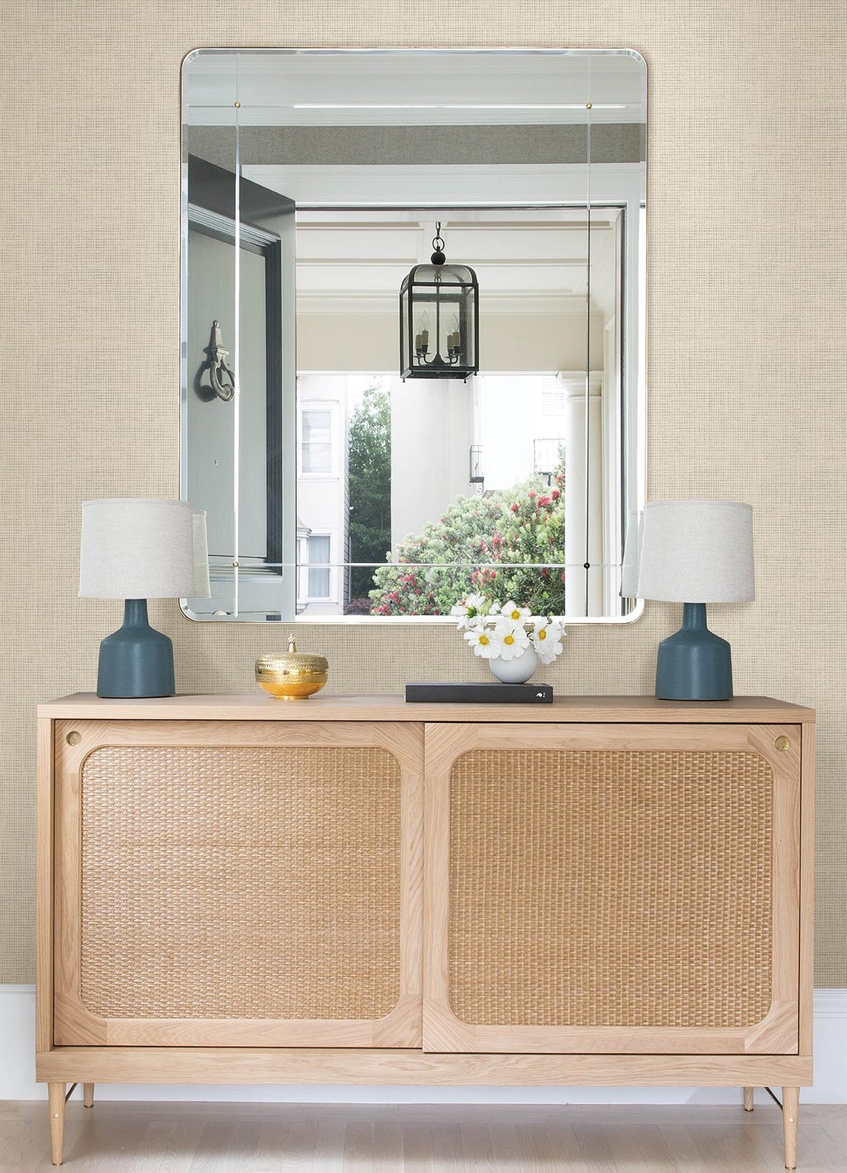 Brewster Home Fashions Chesapeake Flora & Fauna Faux Grasscloth Taupe Wallpaper