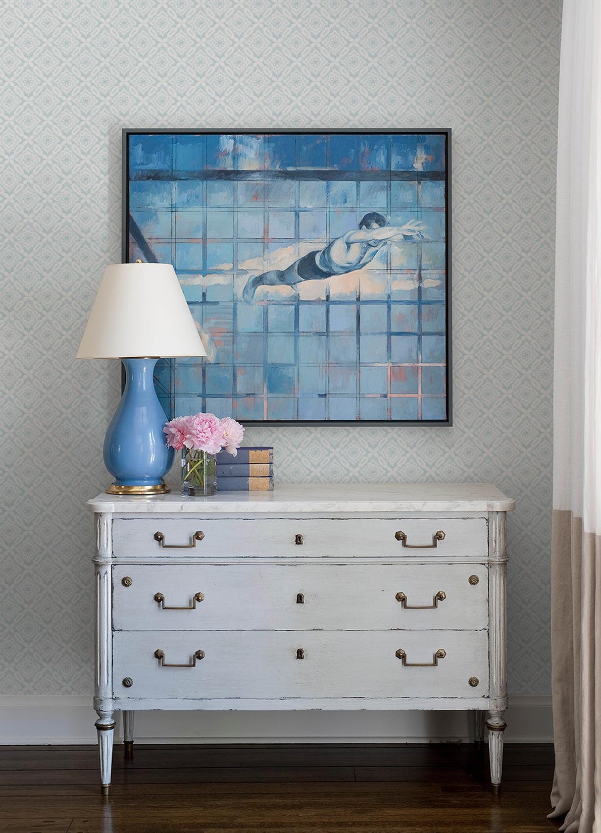 Brewster Home Fashions Chesapeake Flora & Fauna Geometrics Teal Wallpaper