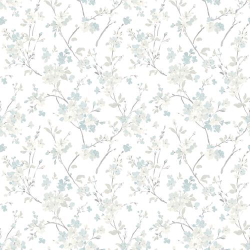 Brewster Home Fashions Chesapeake Flora & Fauna Flowers Aqua Wallpaper