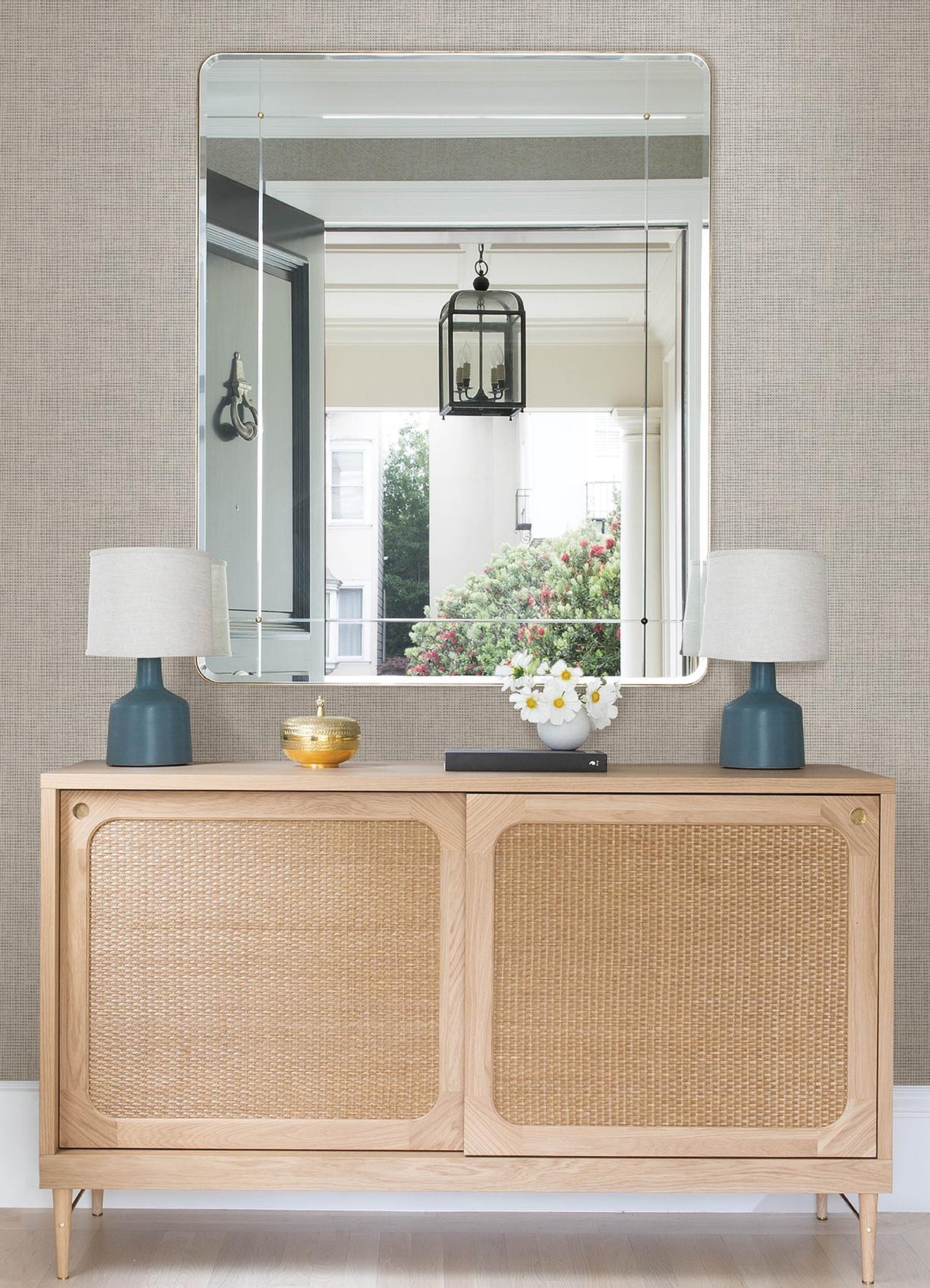 Brewster Home Fashions Chesapeake Flora & Fauna Faux Grasscloth Stone Wallpaper