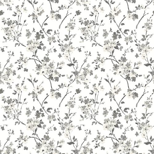 Brewster Home Fashions Chesapeake Flora & Fauna Flowers Black Wallpaper