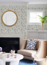 Brewster Home Fashions Chesapeake Flora & Fauna Flowers Black Wallpaper