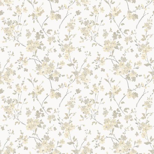 Brewster Home Fashions Chesapeake Flora & Fauna Flowers Light Yellow Wallpaper