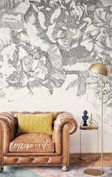 Brewster Home Fashions Eijffinger Museum Flowers White Wallpaper