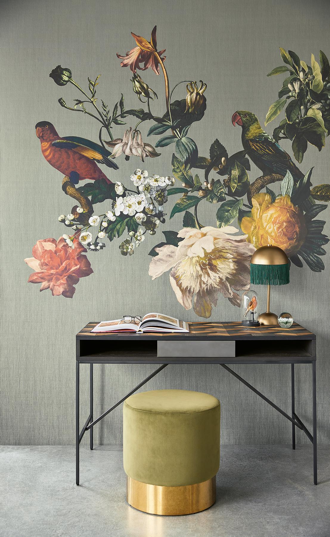 Brewster Home Fashions Eijffinger Museum Flowers Grey Wallpaper