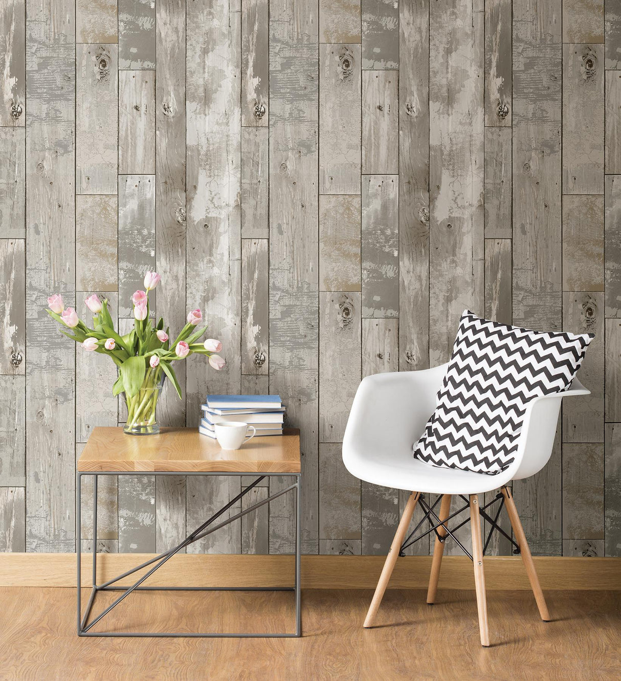 A-Street Prints Trilogy Wood Light Grey Wallpaper