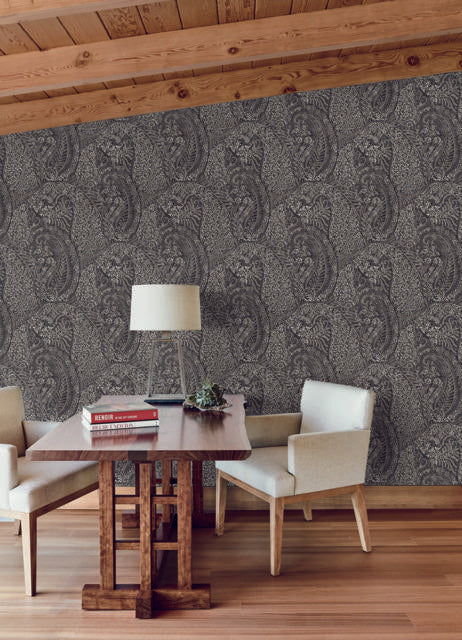 Antonina Vella Kashmir Dreams Paisley Black Wallpaper