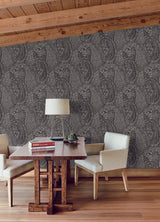 Antonina Vella Kashmir Dreams Paisley Black Wallpaper