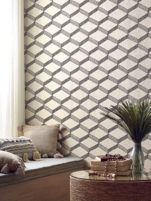 Antonina Vella Palisades Paperweave Beige/Black Wallpaper