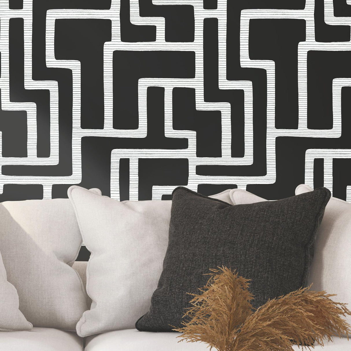 York Graphic Polyomino Black & White Wallpaper
