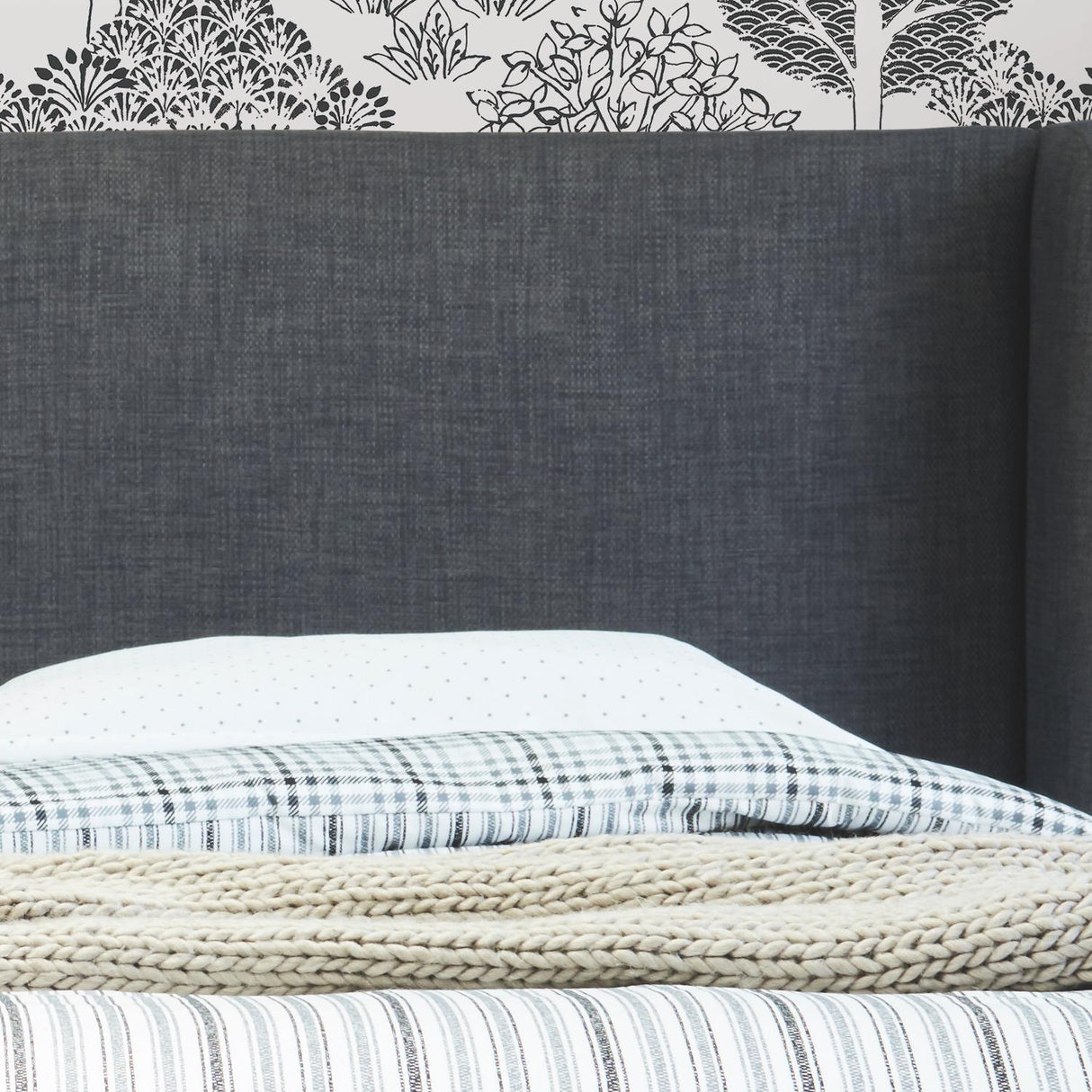 York Kimono Trees White & Black Wallpaper