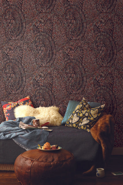 Antonina Vella Kashmir Dreams Paisley Red Wallpaper