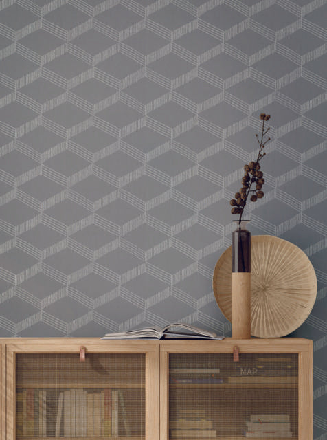 Antonina Vella Palisades Paperweave Gray/White Wallpaper